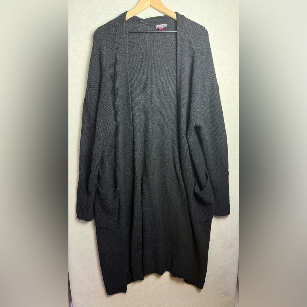 Vince Camuto Women’s Black Knit Duster Cardigan with Pockets size XL